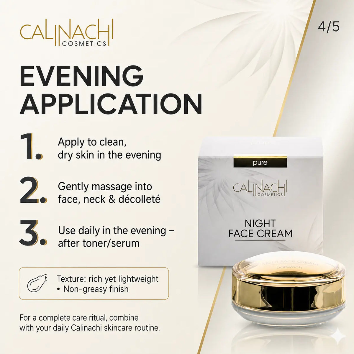 Regenerating Night Cream for Face, Neck, and Décolletage, 50ml skincare CALINACHI Cosmetics