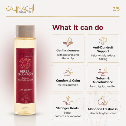 Anti Dandruff Herbal Shampoo, Sulfate Free, 300 ml. haircare CALINACHI Cosmetics